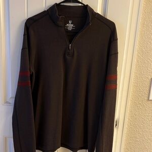 Kuhl Men's Black Zip-Up Sweater with Red Stripes